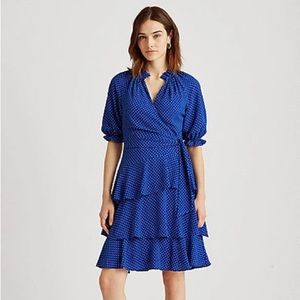 Lauren Ralph Lauren black label polka dot crepe dress size 4 preppy